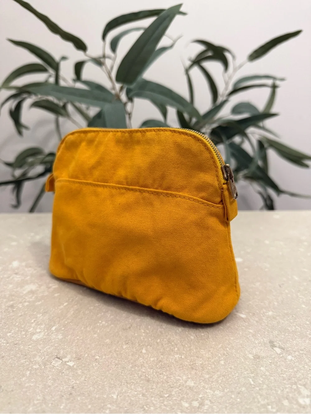 Hermes Bolide Pouch MM Yellow Canvas Travel Cosmetic Bag